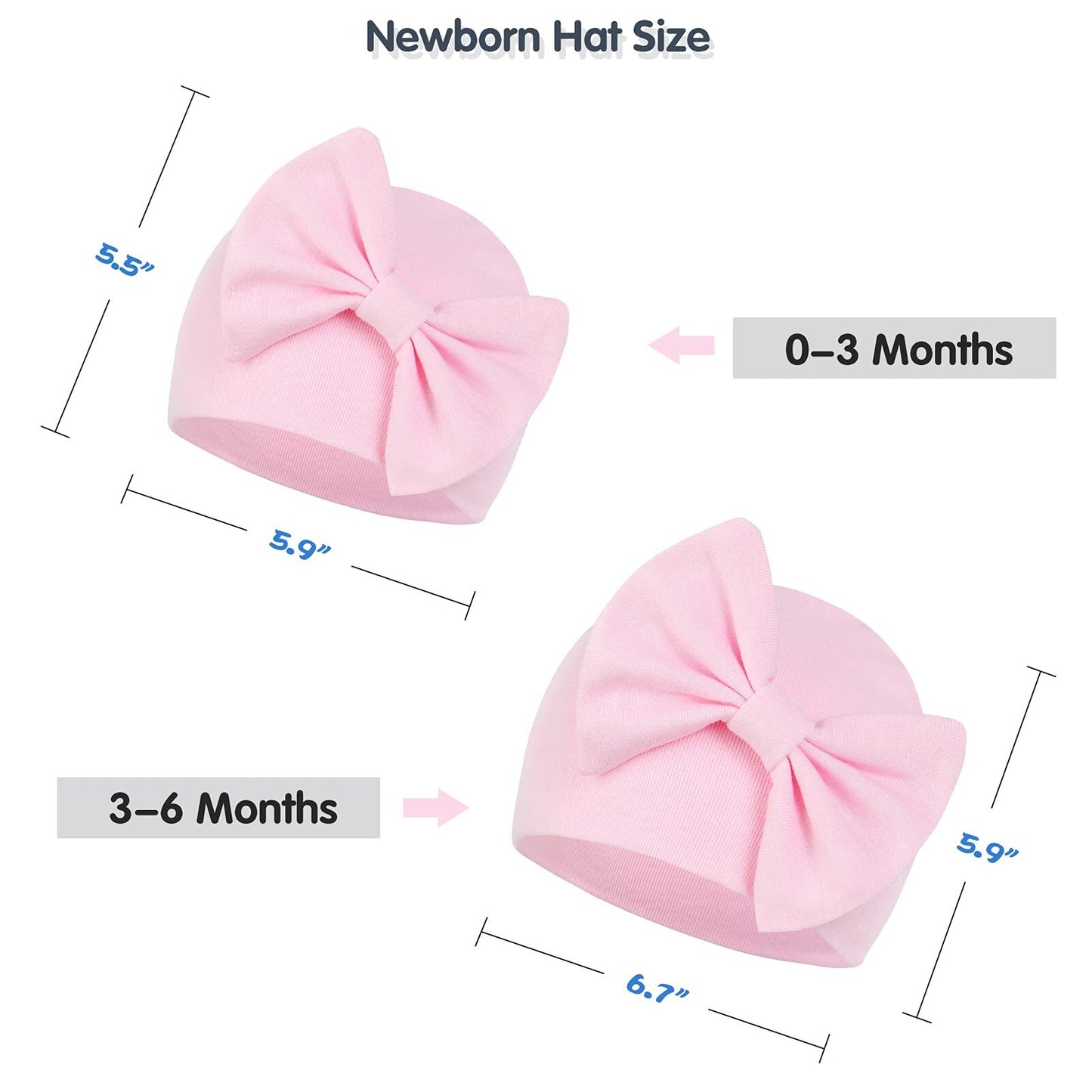 Infant Hat and Mitten Set Beanie Bow Baby Caps Newborn Caps with No Scratch Mittens Set Light Pink & White & Gray & Black 0-6 Months