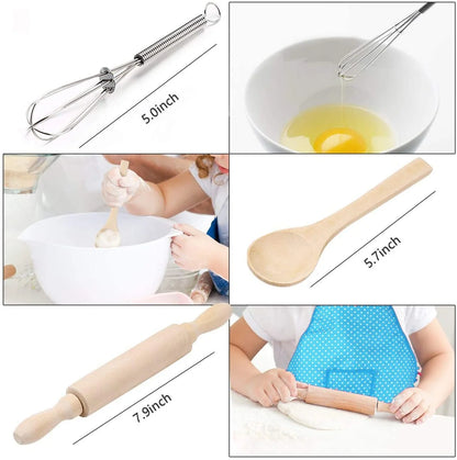 Kids Cooking Set, 11 Pcs Birthday Gifts for 3-6 Year Old Girls Chef Role Play Includes Apron for Girls, Chef Hat, Cooking Mitt, Utensils, Festival Toys for 3-6 Year Old Girls (Blue)